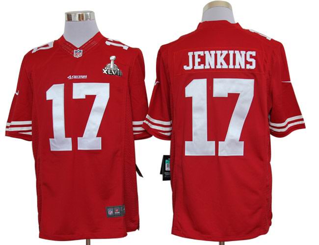 Nike 49ers 17 Jenkins Red Limited 2013 Super Bowl XLVII Jersey