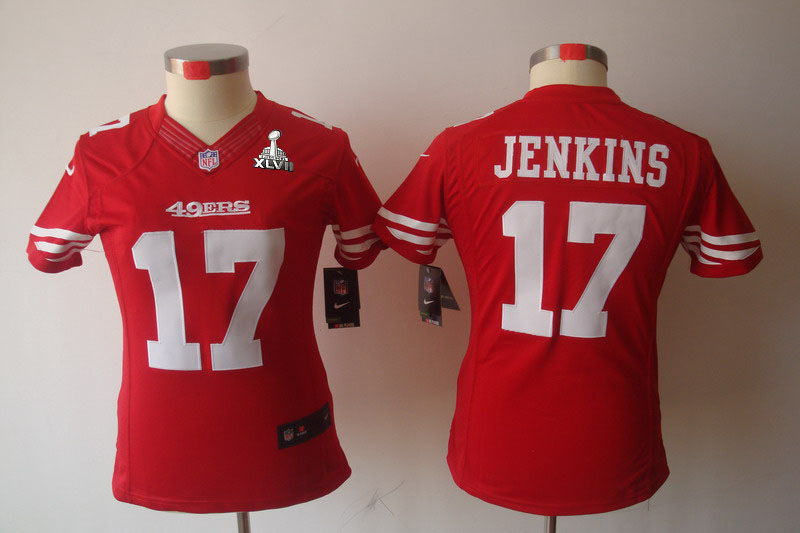 Nike 49ers 17 Jenkins Red Women Limited 2013 Super Bowl XLVII Jersey