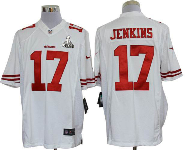 Nike 49ers 17 Jenkins White Limited 2013 Super Bowl XLVII Jersey
