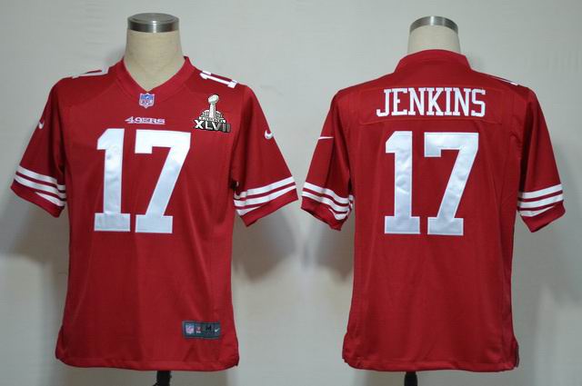 Nike 49ers 17 Jenkins red Game 2013 Super Bowl XLVII Jersey