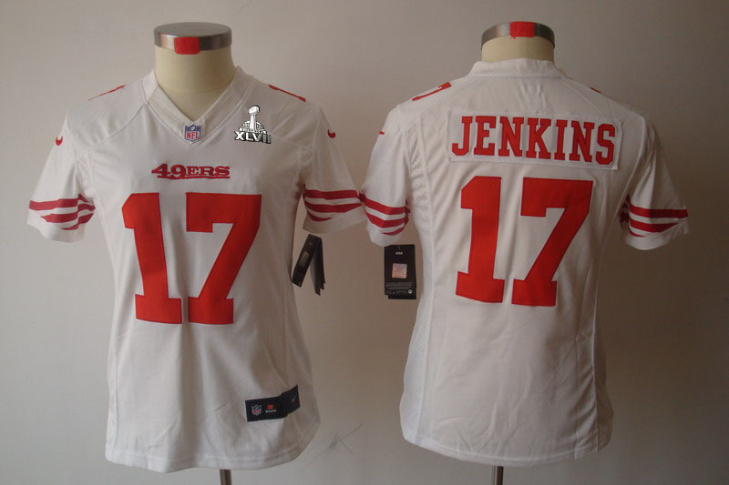 Nike 49ers 17 Jenkkins White Women Limited 2013 Super Bowl XLVII Jersey