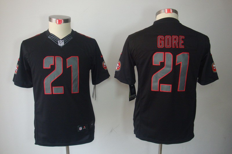 Nike 49ers 21 Gore Black Impact Kids Limited Jerseys