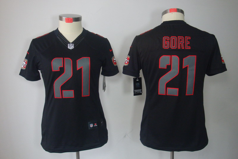 Nike 49ers 21 Gore Black Impact Women Limited Jersey