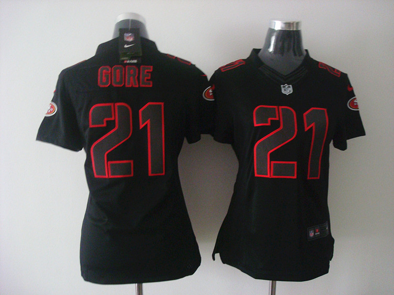 Nike 49ers 21 Gore Black Impact Women Limited Jerseys
