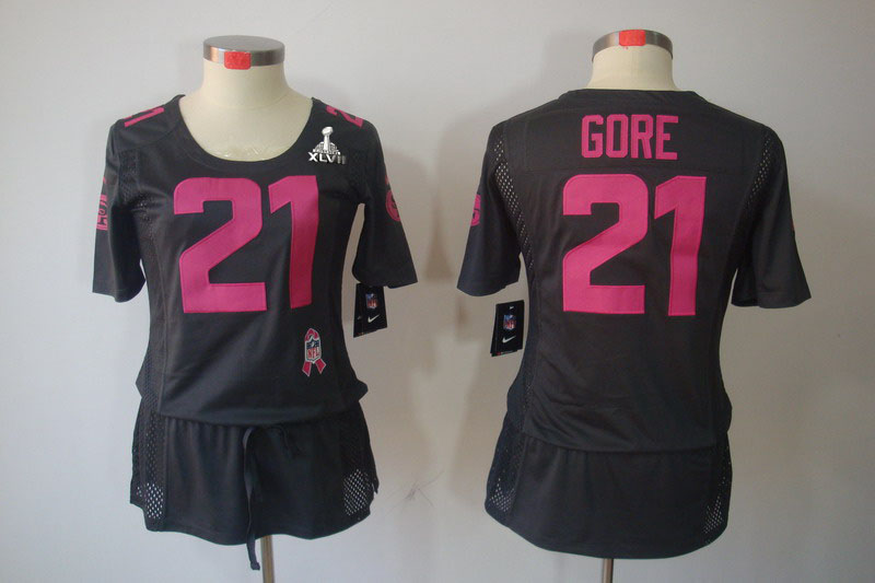Nike 49ers 21 Gore Grey Women Elite 2013 Super Bowl XLVII Skirts