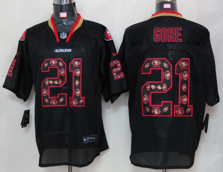 Nike 49ers 21 Gore Lights Out Black Elite Jerseys