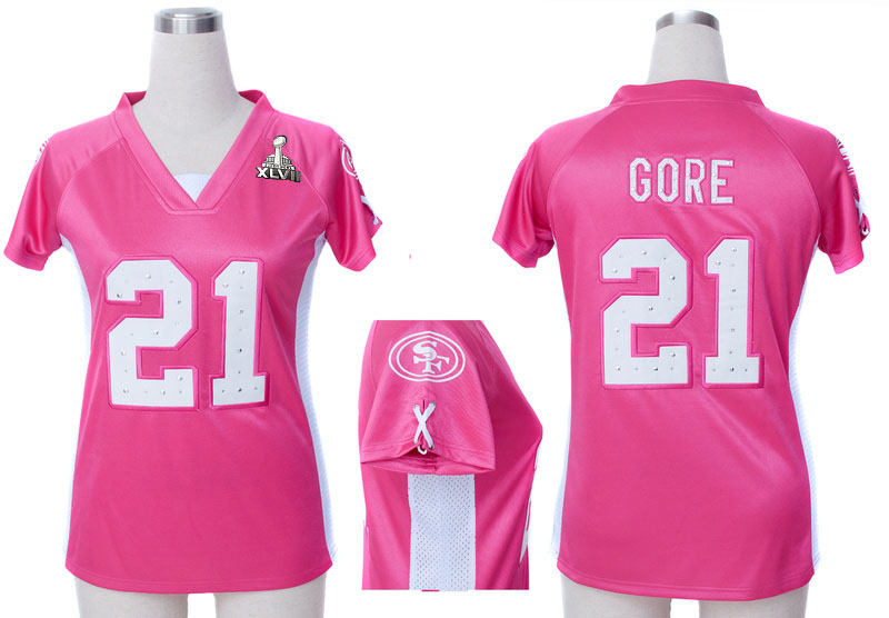 Nike 49ers 21 Gore Pink Women Draft Him II Top 2013 Super Bowl XLVII Jersey