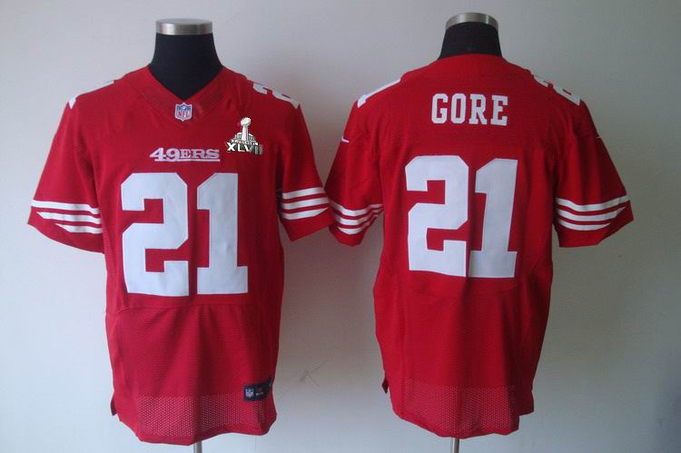 Nike 49ers 21 Gore Red Elite 2013 Super Bowl XLVII Jersey
