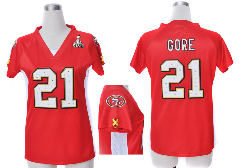Nike 49ers 21 Gore Red Women Draft Him II Top 2013 Super Bowl XLVII Jersey