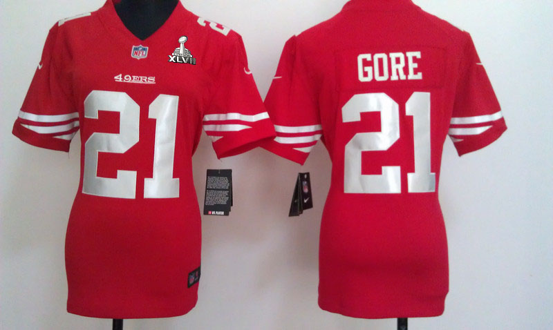 Nike 49ers 21 Gore Red Women Game 2013 Super Bowl XLVII Jersey