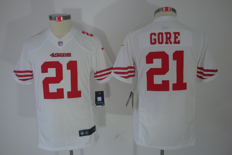 Nike 49ers 21 Gore White Kids Limited Jerseys