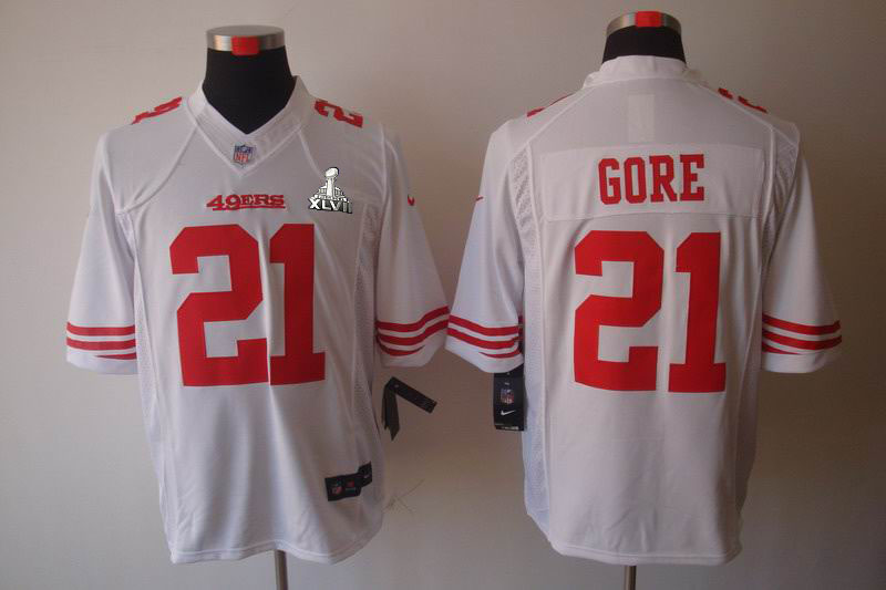 Nike 49ers 21 Gore White Limited 2013 Super Bowl XLVII Jersey