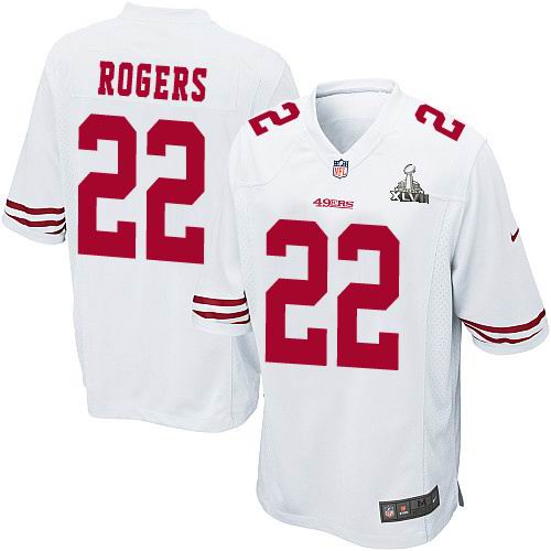 Nike 49ers 22 Rogers white Game 2013 Super Bowl XLVII Jersey