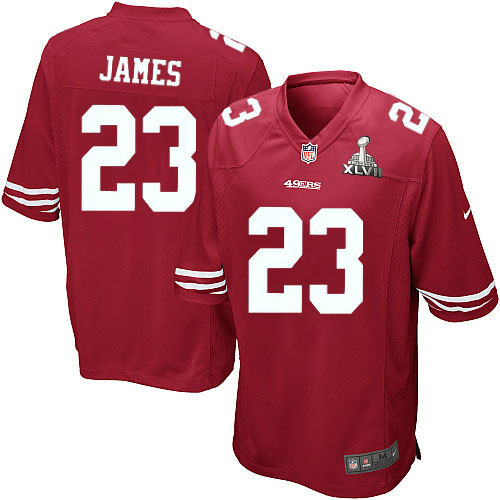 Nike 49ers 23 LaMichael James Red Game 2013 Super Bowl XLVII Jersey