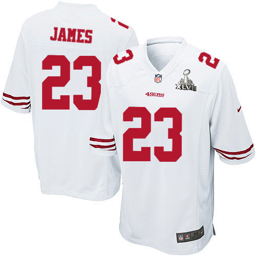 Nike 49ers 23 LaMichael James White Game 2013 Super Bowl XLVII Jersey