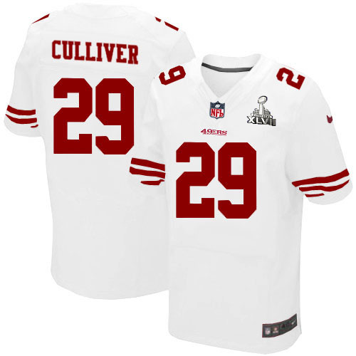 Nike 49ers 29 Chris Culliver White Elite 2013 Super Bowl XLVII Jersey