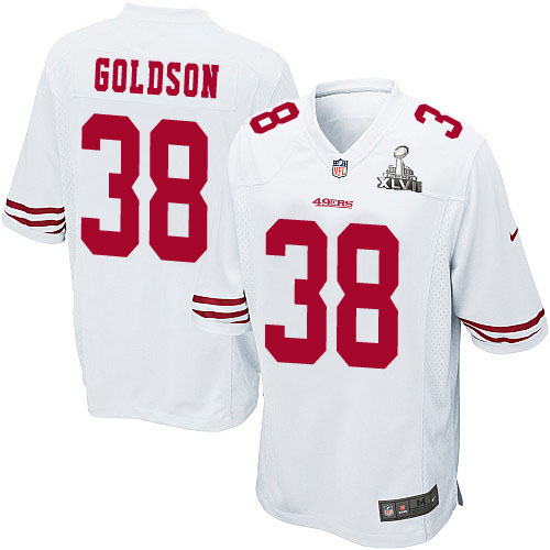 Nike 49ers 38 Dashon Goldson White Game 2013 Super Bowl XLVII Jersey