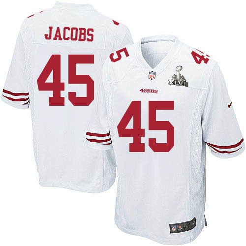 Nike 49ers 45 Brandon Jacobs White Game 2013 Super Bowl XLVII Jersey