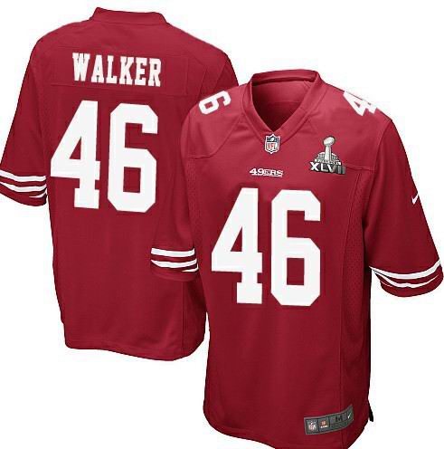 Nike 49ers 46 Walker red Game 2013 Super Bowl XLVII Jersey