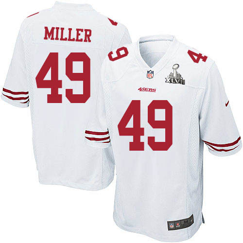 Nike 49ers 49 Bruce Miller White Game 2013 Super Bowl XLVII Jersey