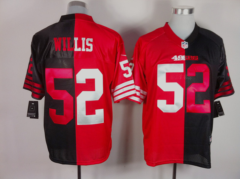 Nike 49ers 52 Willis Black&Red Split Elite Jerseys