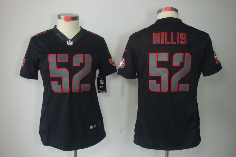 Nike 49ers 52 Willis Black Impact Women Limited Jersey