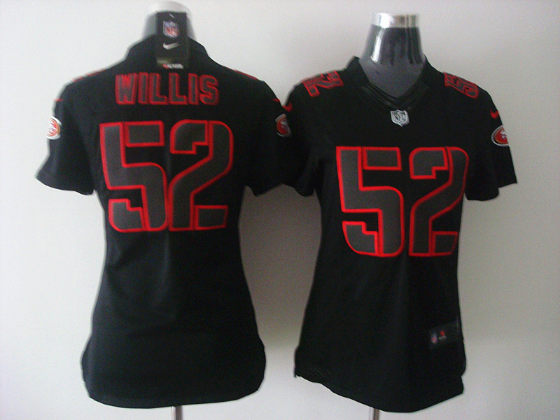 Nike 49ers 52 Willis Black Impact Women Limited Jerseys