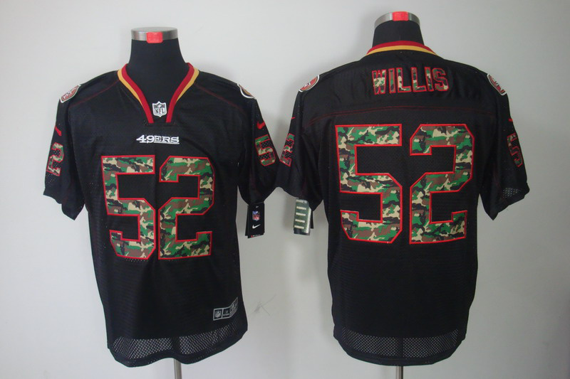 Nike 49ers 52 Willis Camo Number Black Elite Jerseys
