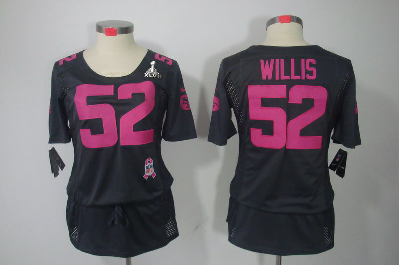Nike 49ers 52 Willis Grey Women Elite 2013 Super Bowl XLVII Skirts