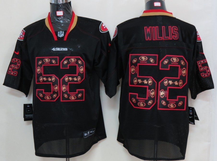Nike 49ers 52 Willis Lights Out Black Elite Jerseys