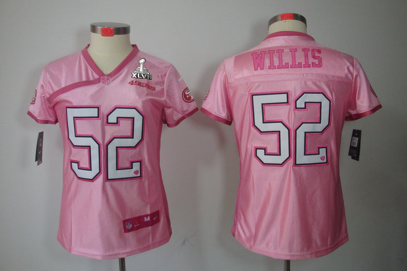 Nike 49ers 52 Willis Pink Love's Women 2013 Super Bowl XLVII Jersey