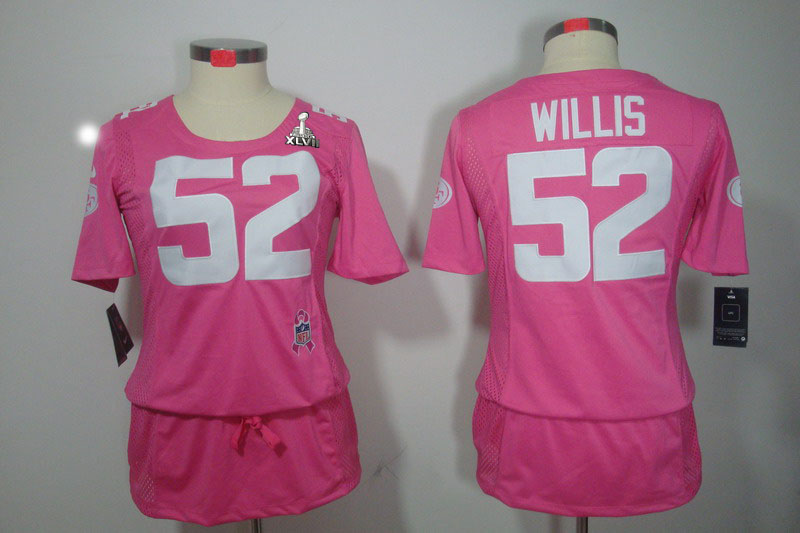 Nike 49ers 52 Willis Pink Women Elite 2013 Super Bowl XLVII Skirts
