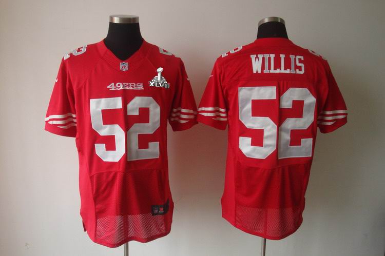 Nike 49ers 52 Willis Red Elite 2013 Super Bowl XLVII Jersey