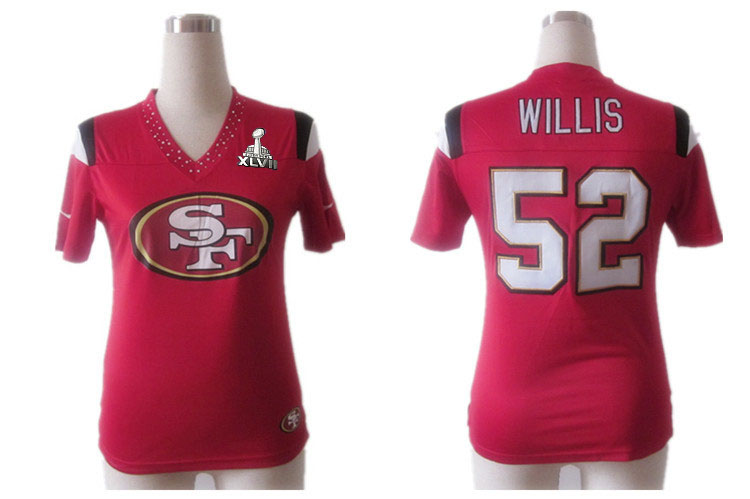 Nike 49ers 52 Willis Red Field Flirt Women 2013 Super Bowl XLVII Jersey