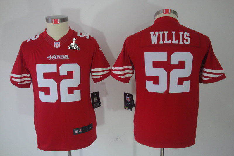 Nike 49ers 52 Willis Red Kids Limited 2013 Super Bowl XLVII Jersey