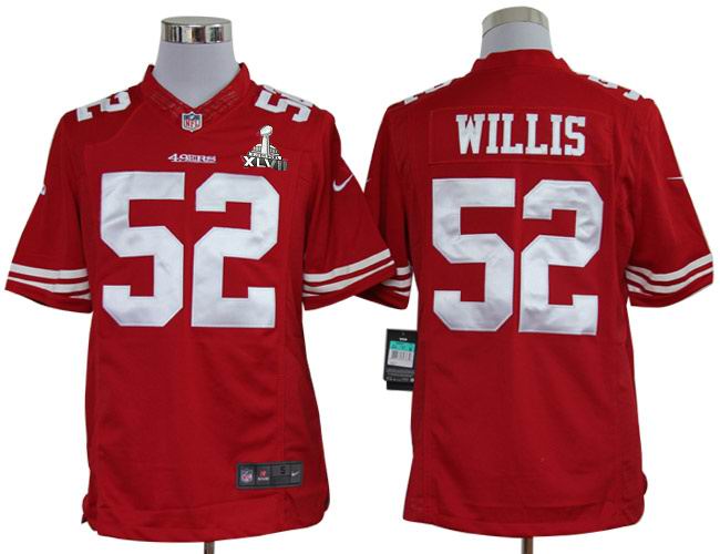 Nike 49ers 52 Willis Red Limited 2013 Super Bowl XLVII Jersey