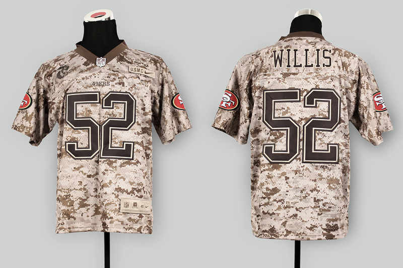 Nike 49ers 52 Willis US Marine Corps Camo Elite Jerseys