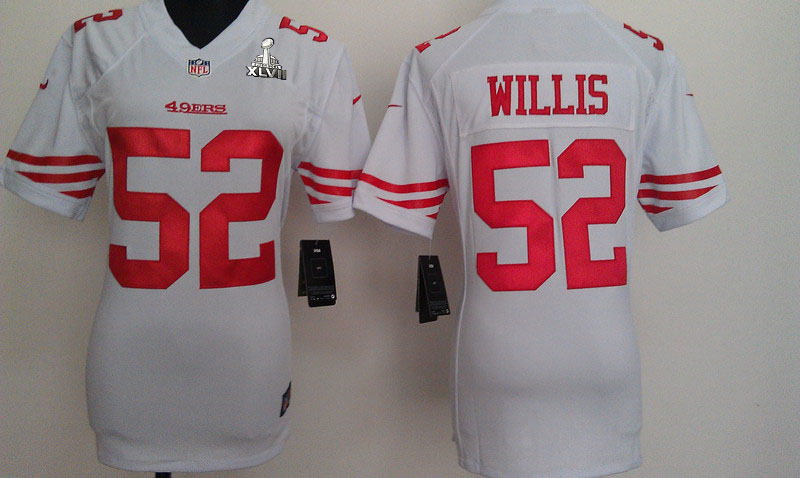 Nike 49ers 52 Willis White Women Game 2013 Super Bowl XLVII Jersey