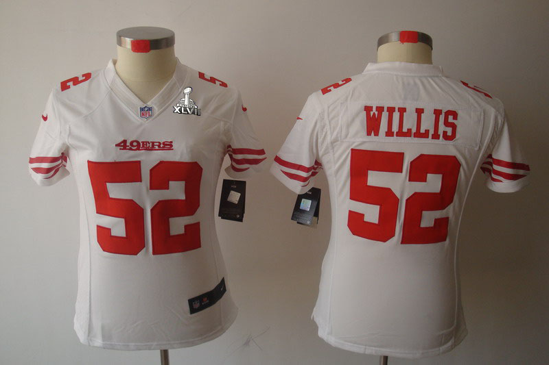 Nike 49ers 52 Willis White Women Limited 2013 Super Bowl XLVII Jersey