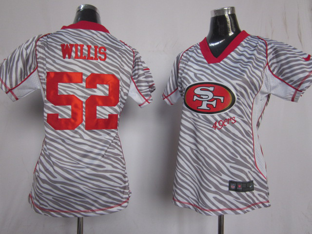 Nike 49ers 52 Willis Women Zebra Jerseys