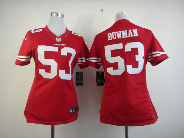 Nike 49ers 53 Bowman Red Women Limited Jerseys