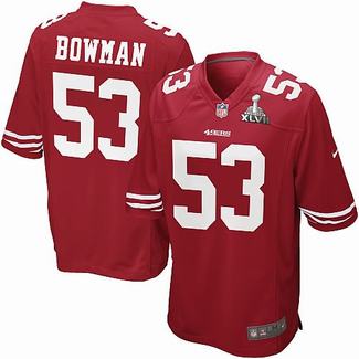 Nike 49ers 53 Bowman red game 2013 Super Bowl XLVII Jersey