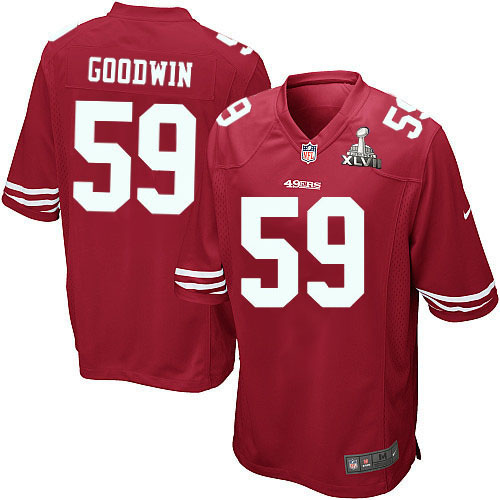 Nike 49ers 59 Jonathan Goodwin Red Game 2013 Super Bowl XLVII Jersey