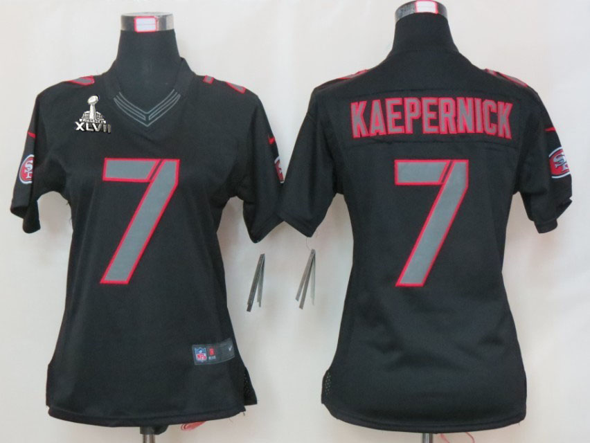 Nike 49ers 7 Kaepernick Black Impact Women Limited 2013 Super Bowl XLVII Jersey