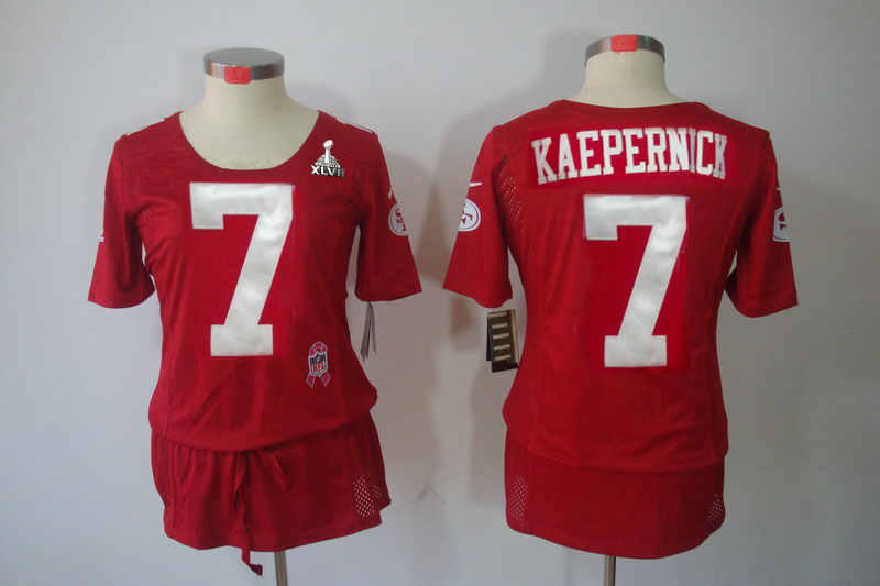 Nike 49ers 7 Kaepernick Red Women Elite 2013 Super Bowl XLVII Skirts