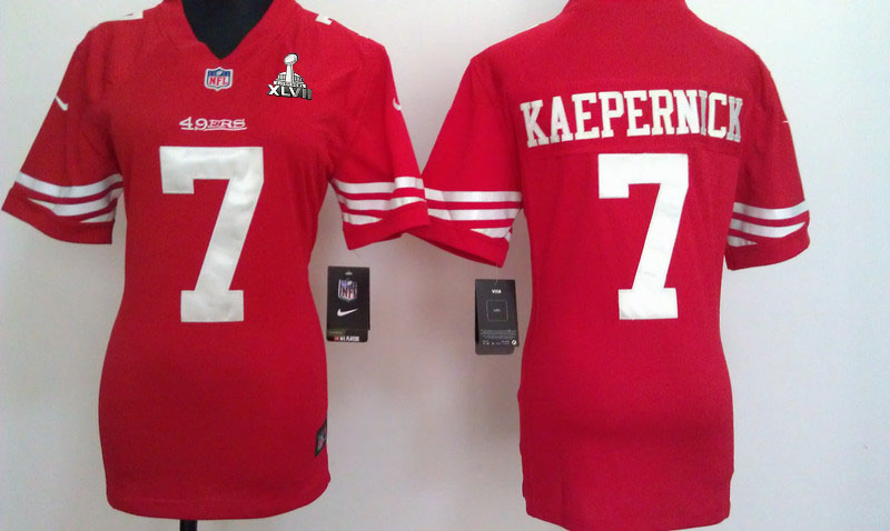 Nike 49ers 7 Kaepernick Red Women Game 2013 Super Bowl XLVII Jersey