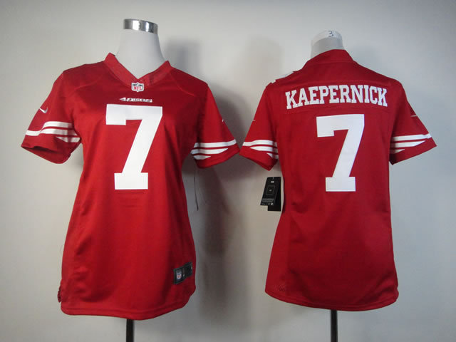 Nike 49ers 7 Kaepernick Red Women Limited Jerseys