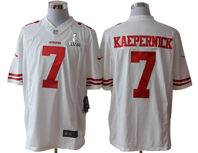 Nike 49ers 7 Kaepernick White Limited 2013 Super Bowl XLVII Jersey