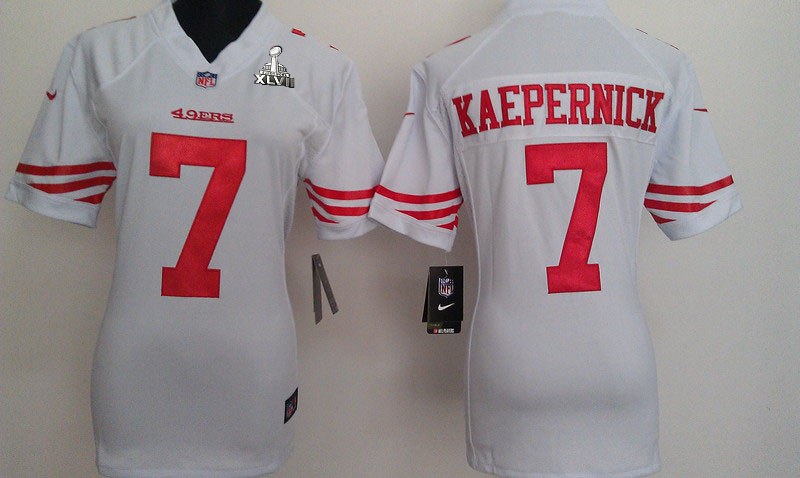 Nike 49ers 7 Kaepernick White Women Game 2013 Super Bowl XLVII Jersey