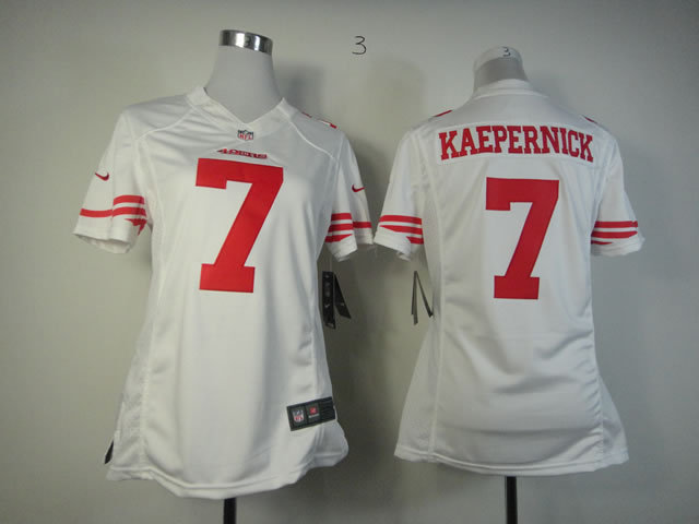 Nike 49ers 7 Kaepernick White Women Limited Jerseys
